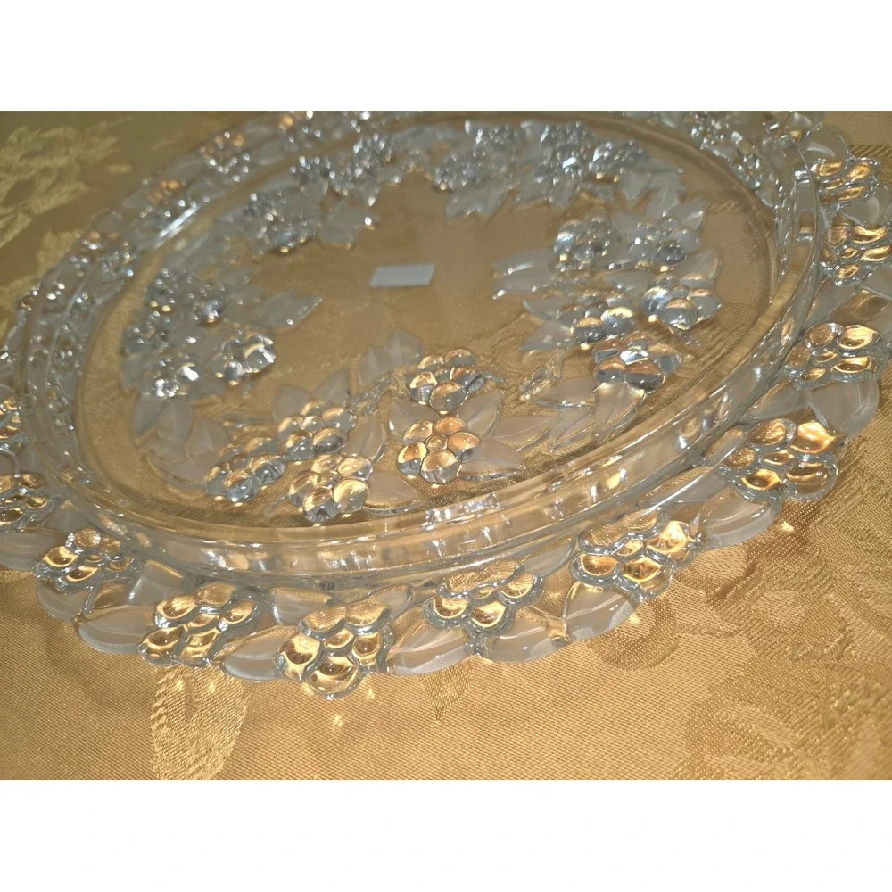 Home Beautiful Germany Crystal Hostess Platter Frosted Floral Embossed  13.5 In